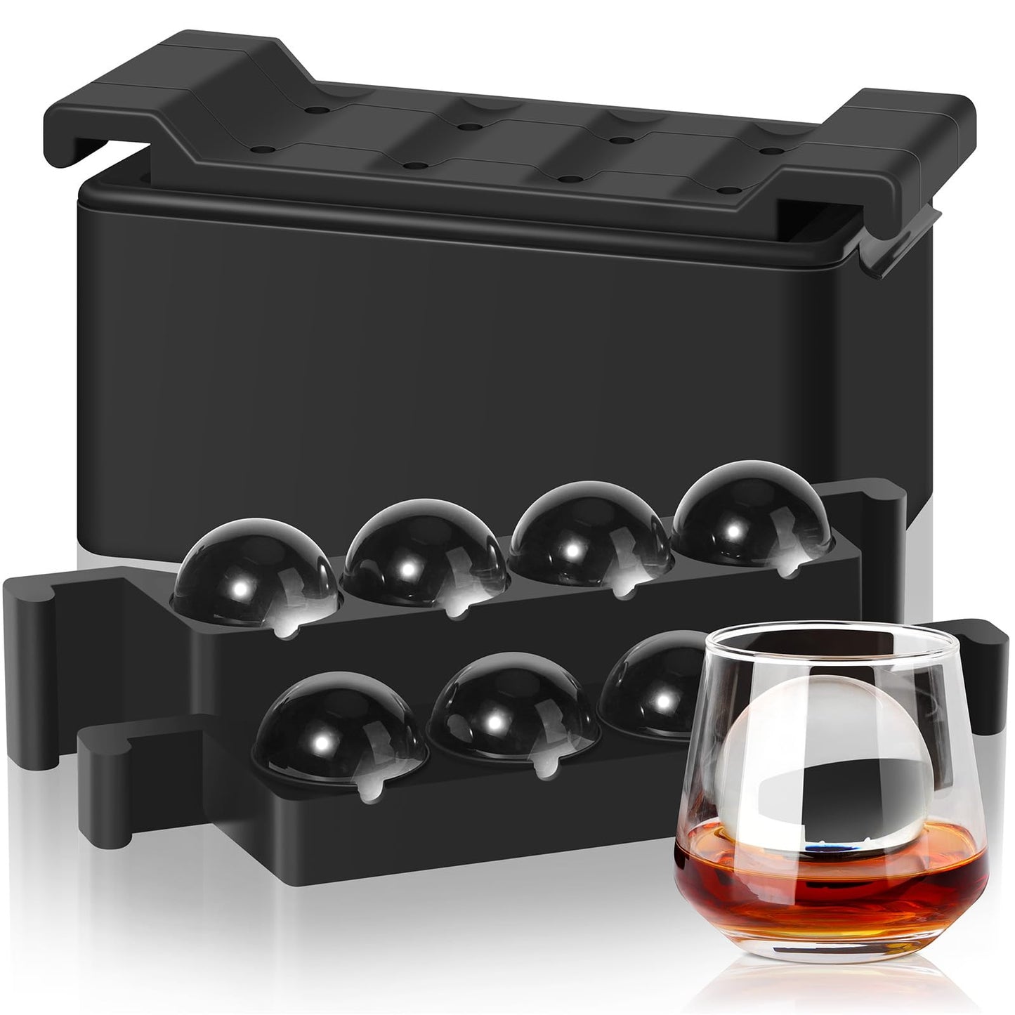 8-Pack Ice Ball Maker – 2 Inch Round Silicone Molds