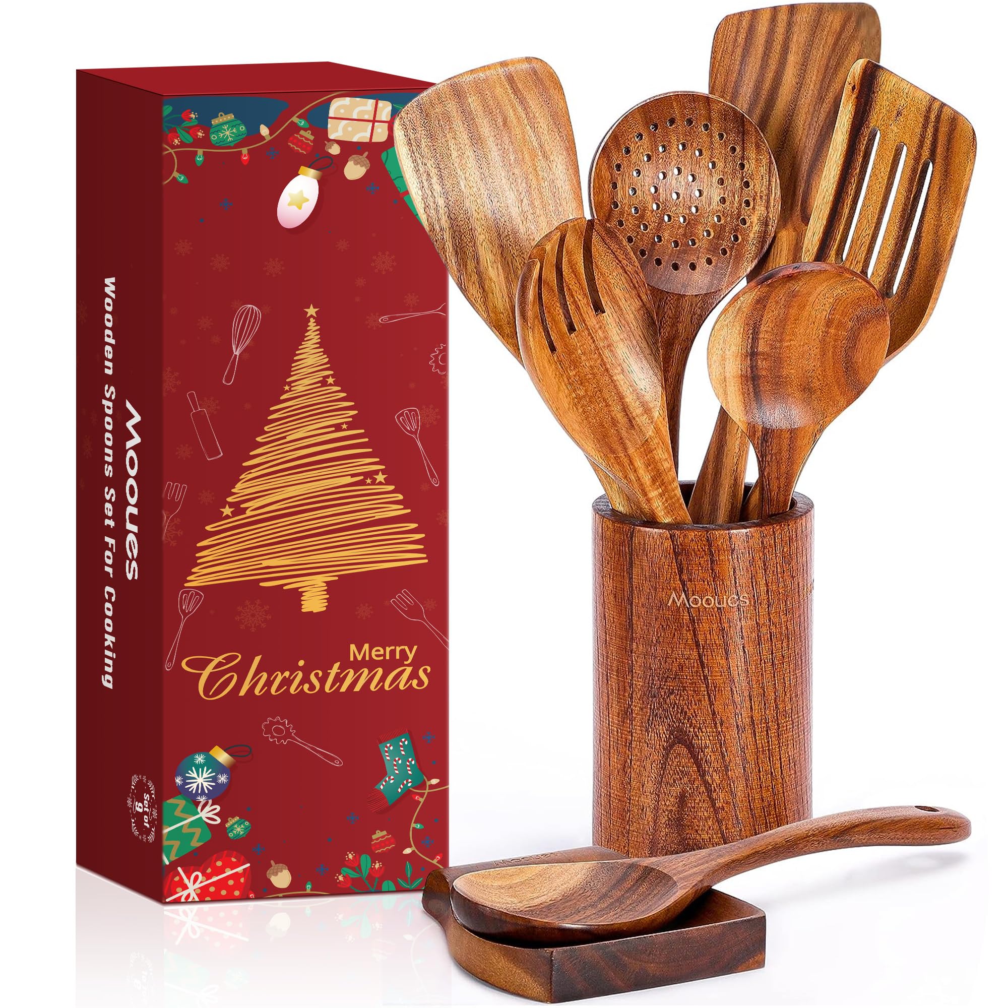 9-Piece Teak Cooking Utensil Set – Christmas Gift Box