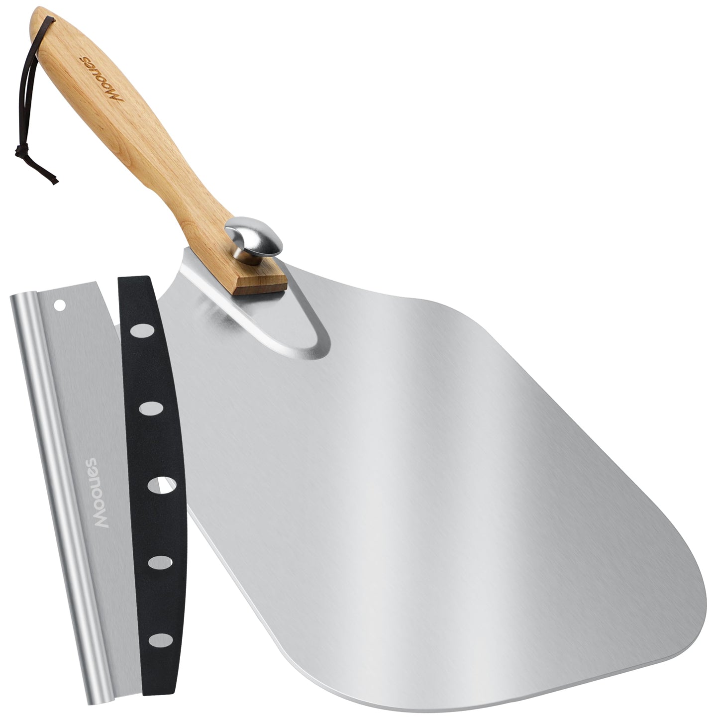 12" x 17" Aluminum Pizza Peel with Foldable Handle & Rocker Cutter