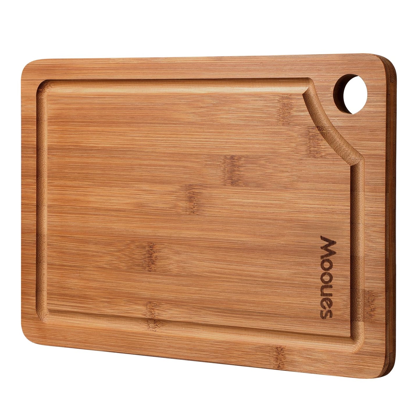 Schneidebrett aus Bambus mit Saftrille, wendbar und robust, 30 x 20 cm 