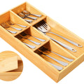 Bamboo Silverware Drawer Organizer-Removable Dividers