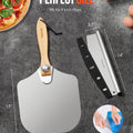 12" x 14" Aluminum Pizza Peel with Foldable Handle & Rocker Cutter