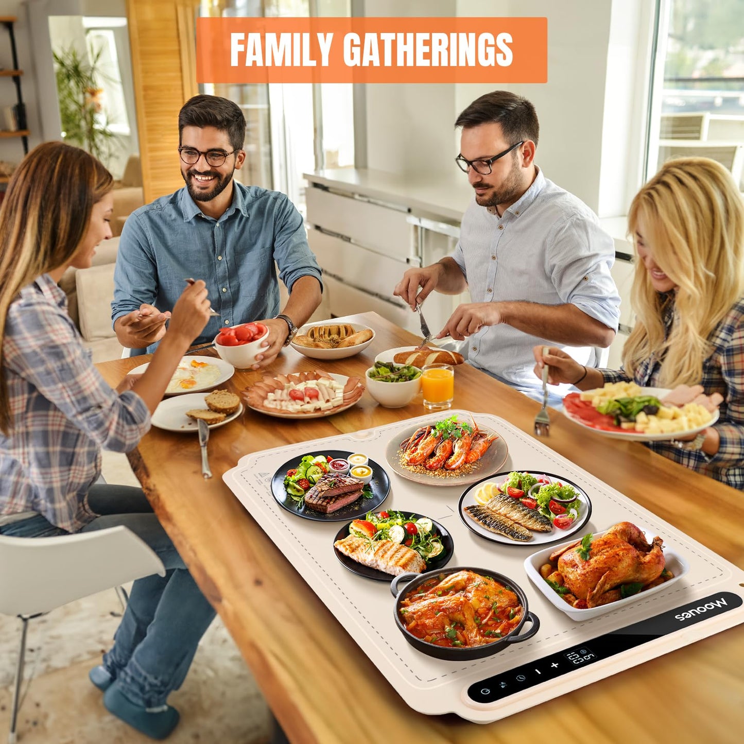 Portable Silicone Food Warming Mat – 7 Temp Levels & Timer