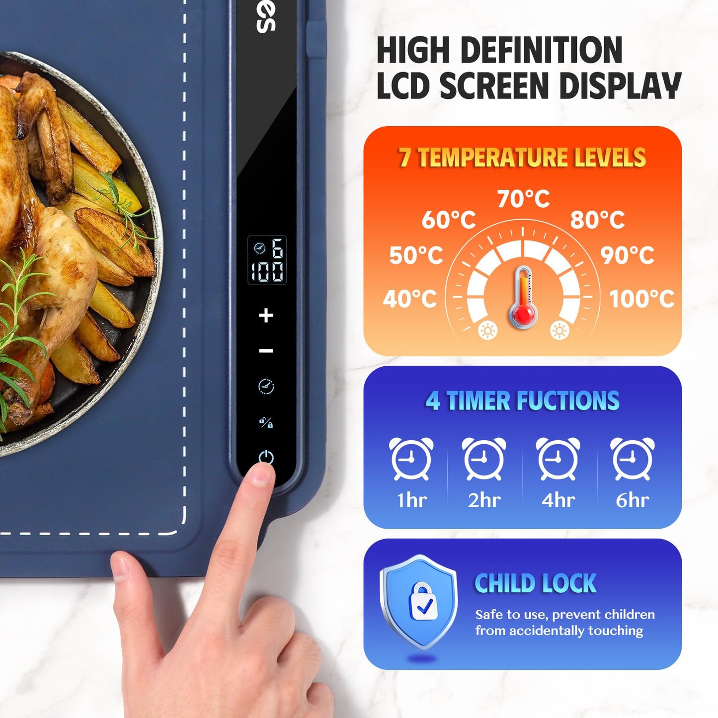 Electric Warming Tray, Portable Silicone Food Warming Mat