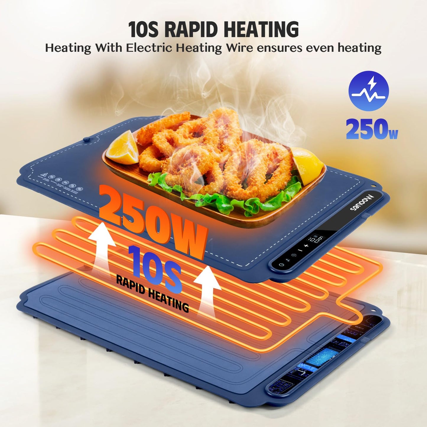 Electric Warming Tray, Portable Silicone Food Warming Mat