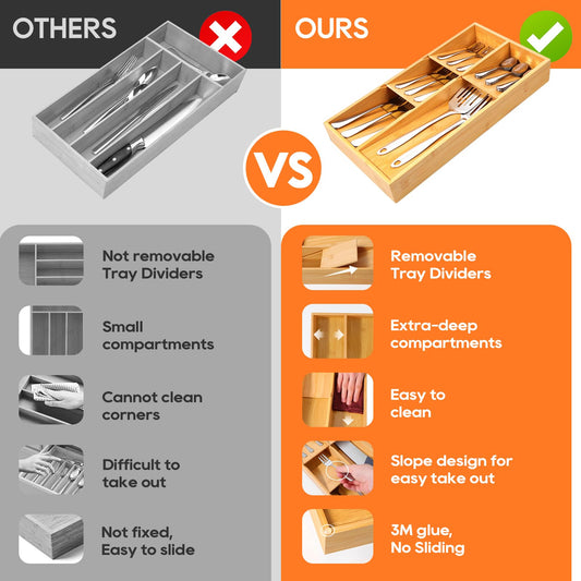 Bamboo Silverware Drawer Organizer