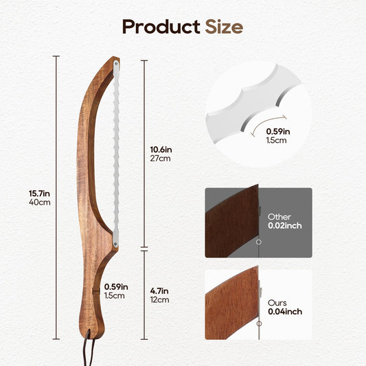 15.7″ Double Serrated Bread Knife with Acacia Wood Handle