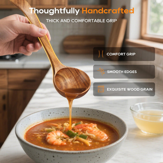 3-Piece Wooden Soup Ladle Set