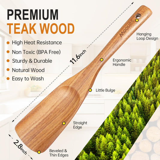 Wooden Spatula – Teak Wood for Cooking, Mixing & Serving