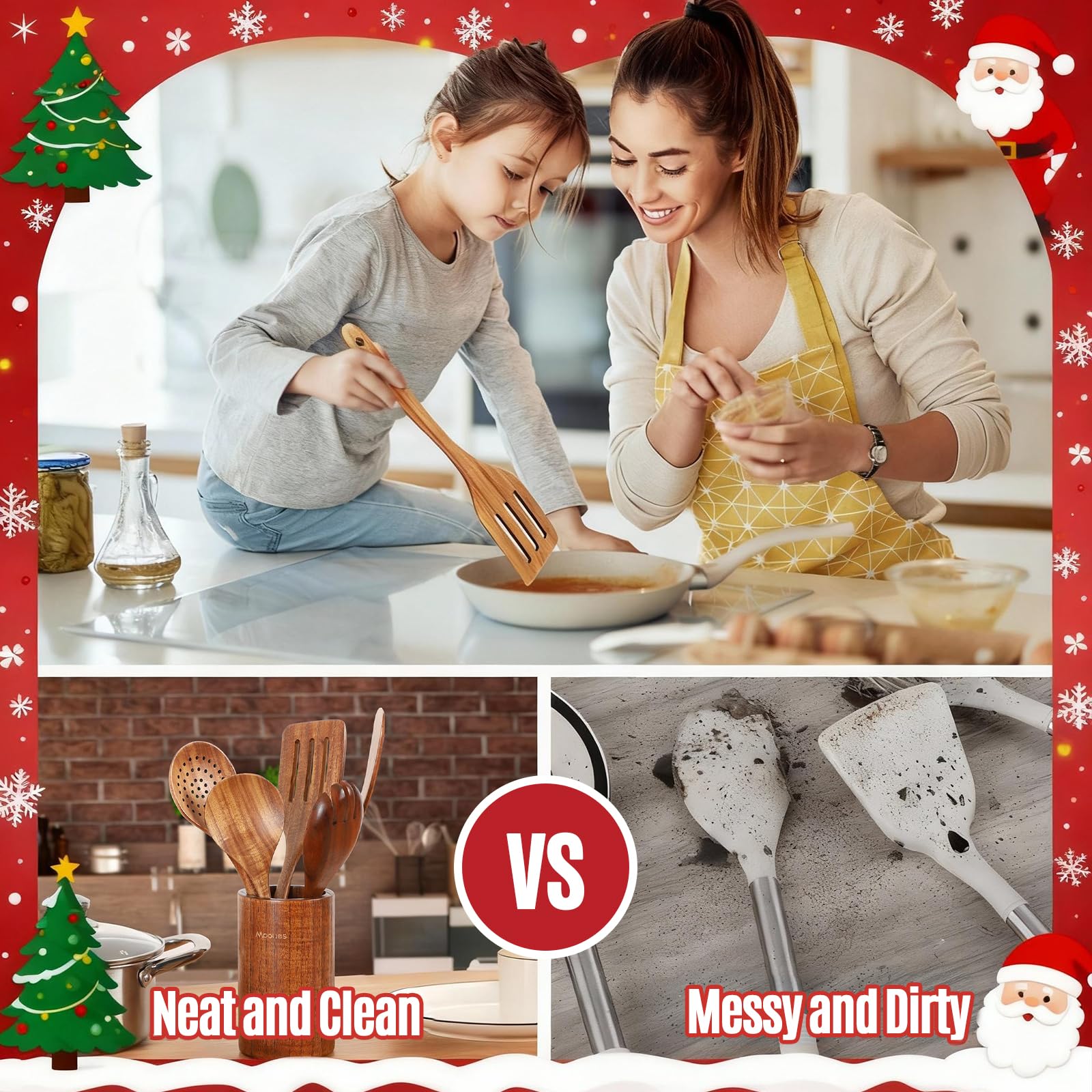 9-Piece Teak Cooking Utensil Set – Christmas Gift Box