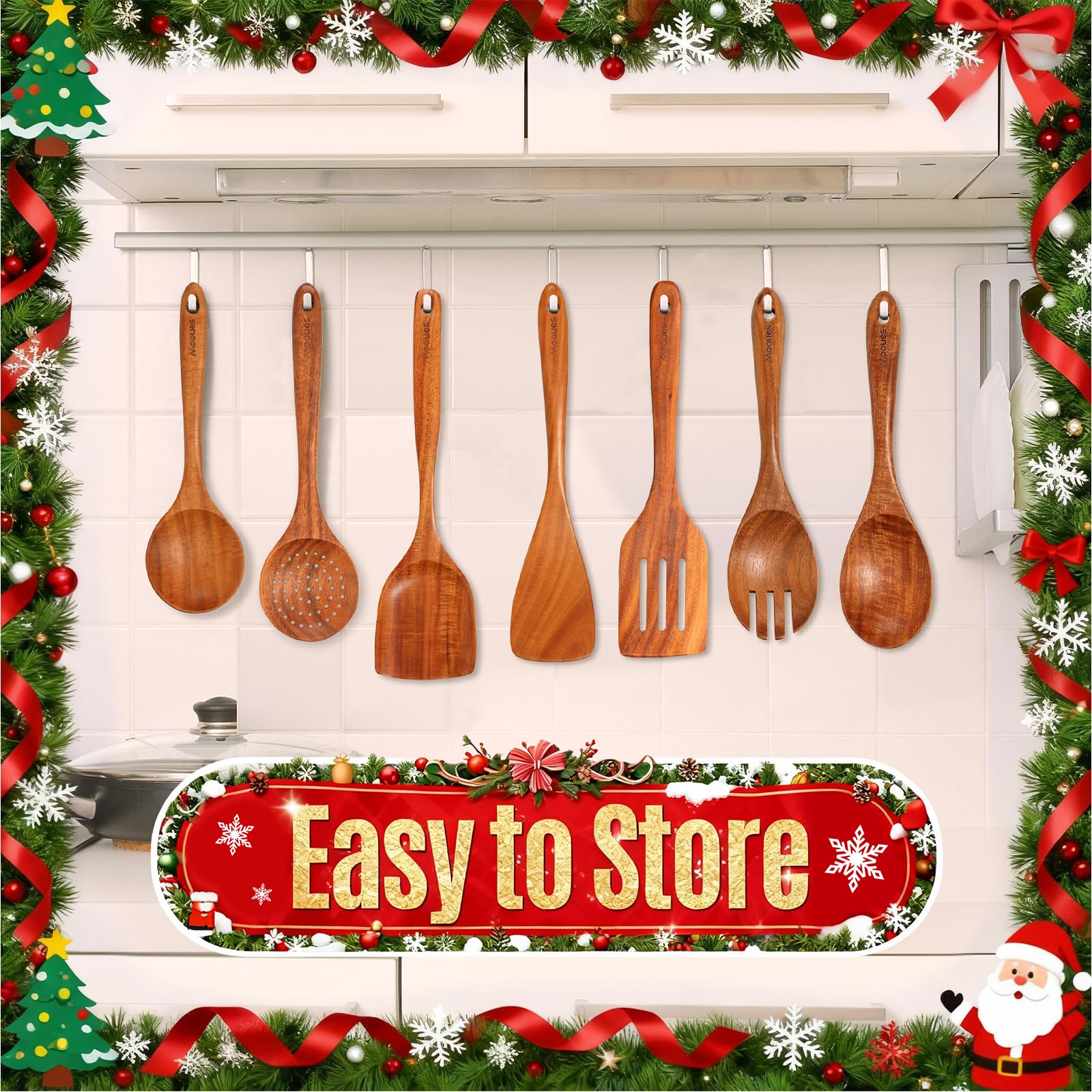 9-Piece Teak Cooking Utensil Set – Christmas Gift Box
