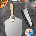 12" x 17" Aluminum Pizza Peel with Foldable Handle & Rocker Cutter