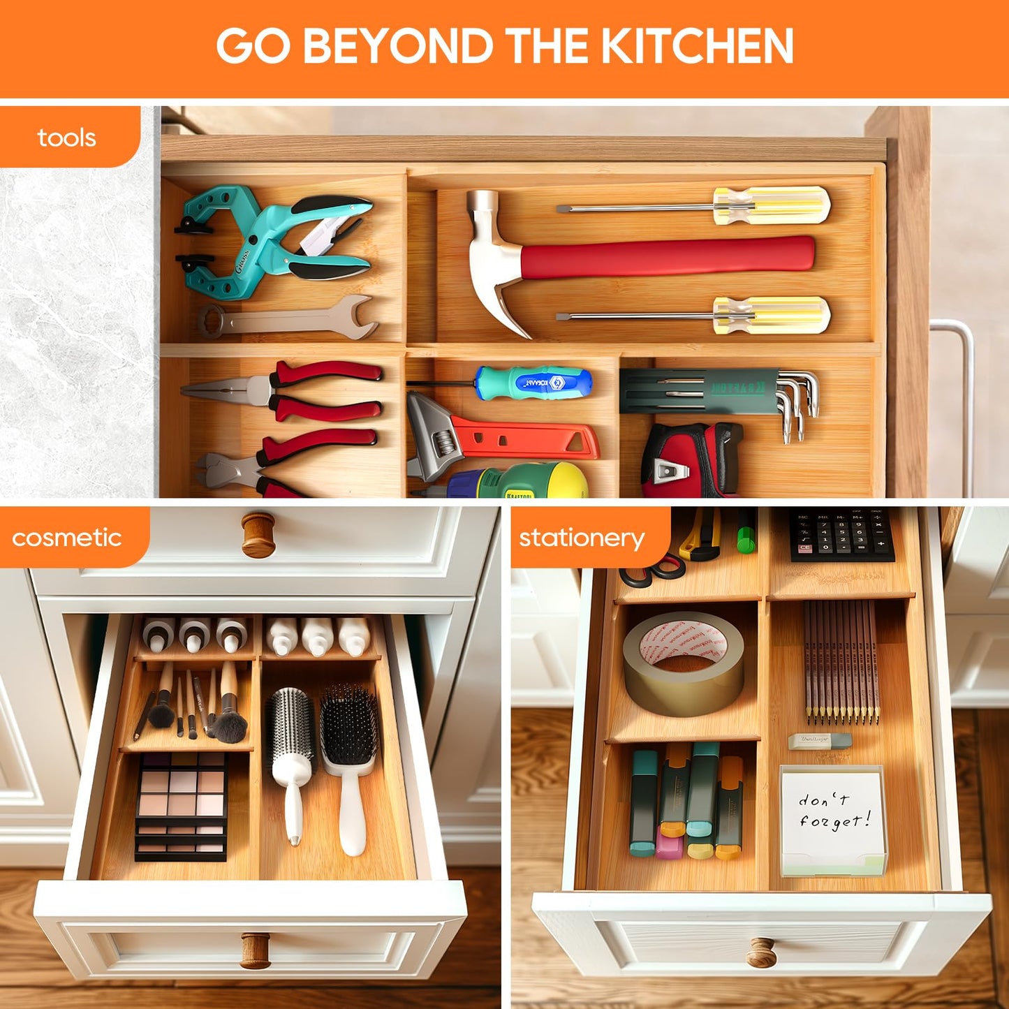 Bamboo Silverware Drawer Organizer