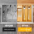 Expandable Bamboo Silverware Drawer Organizer With Removable Dividers