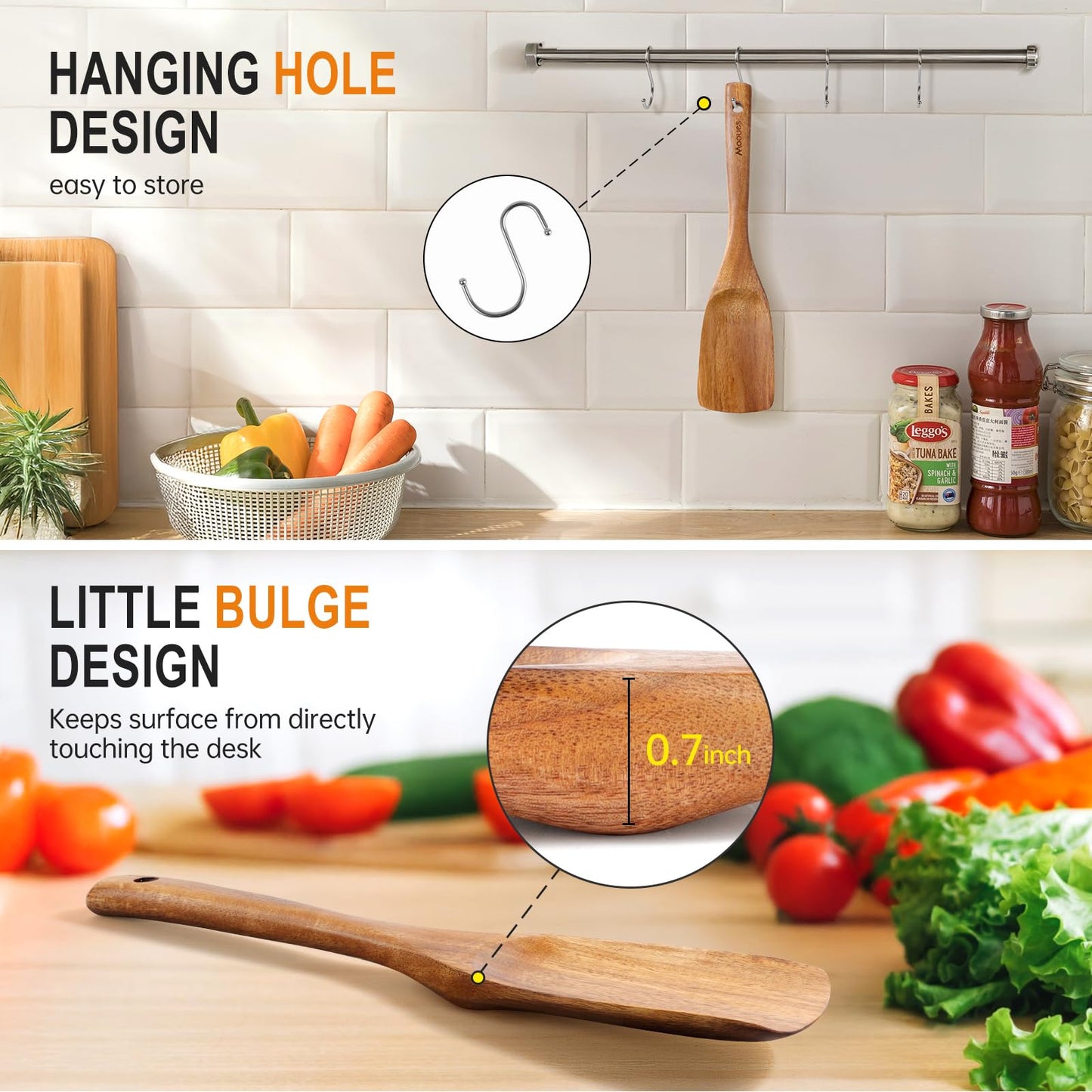 Wooden Spatula – Teak Wood for Cooking, Mixing & Serving