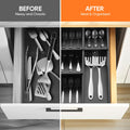 Bamboo Silverware Drawer Organizer-Removable Dividers