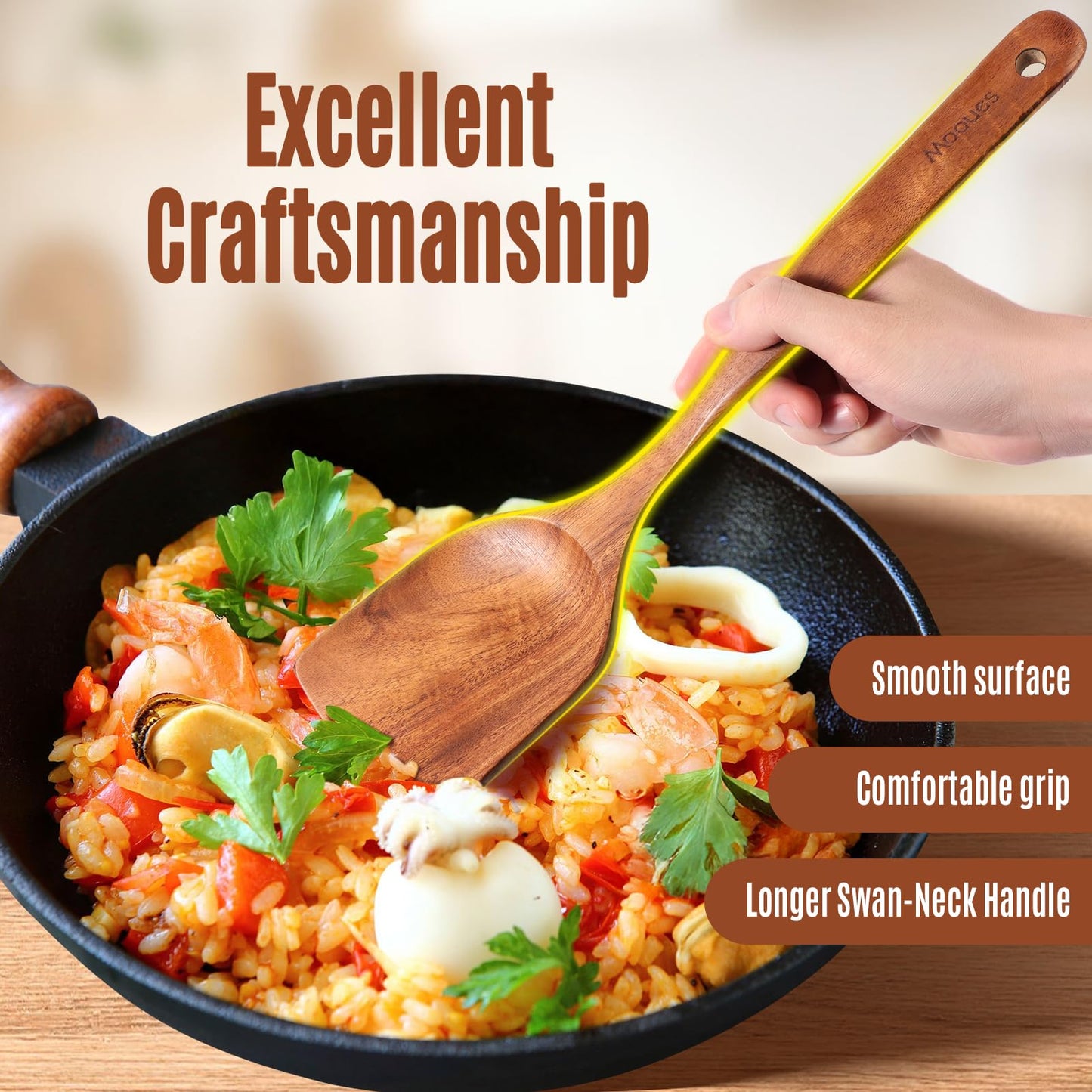 Upgraded Gift Box 9-Piece Teak Wooden Cooking Utensil Set with Spoon Rest