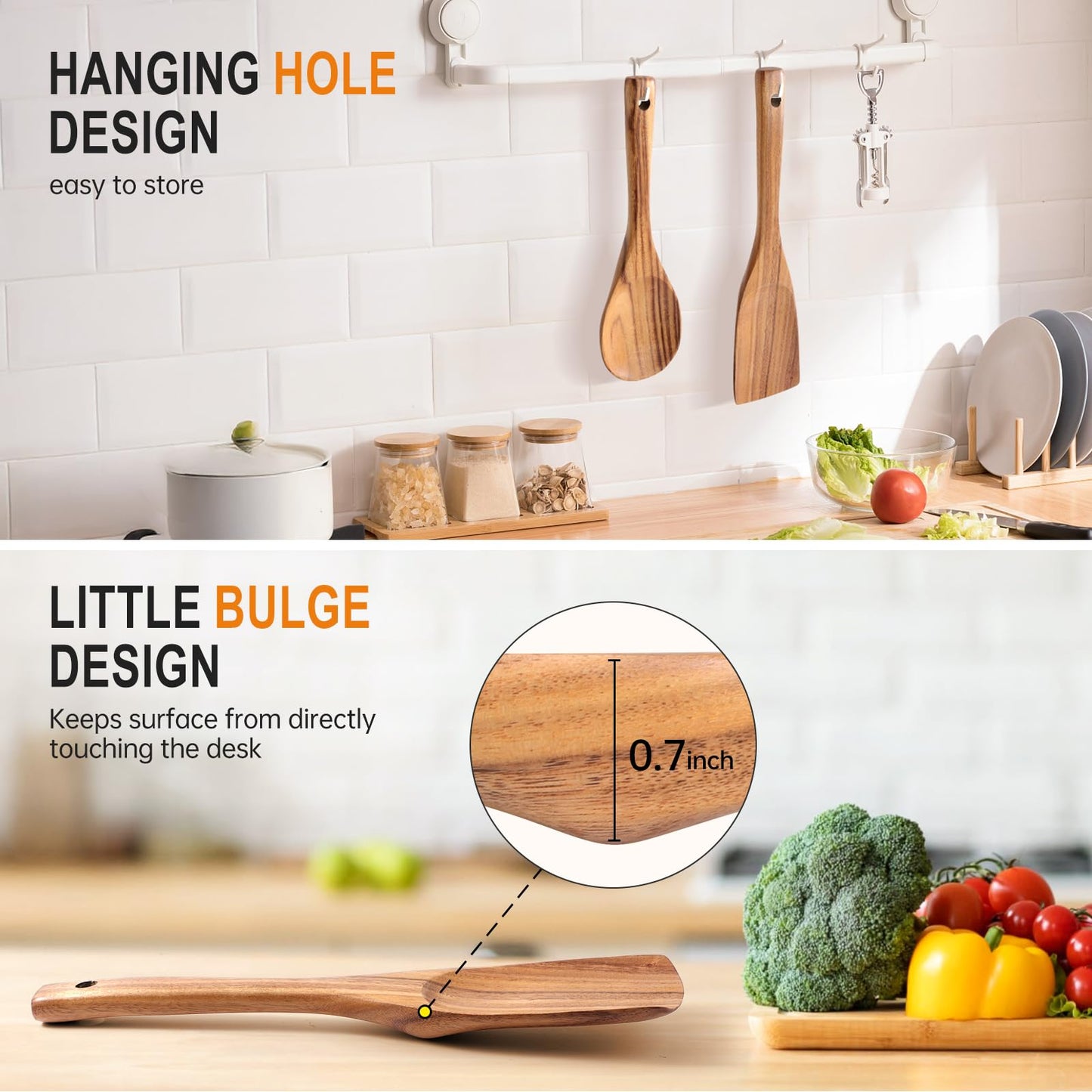 Wooden Utensil Set – 3-Piece Teak Wood Cooking Tools