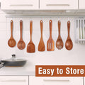 Convenient hanging holes for easy storage – Mooues teak cooking utensils