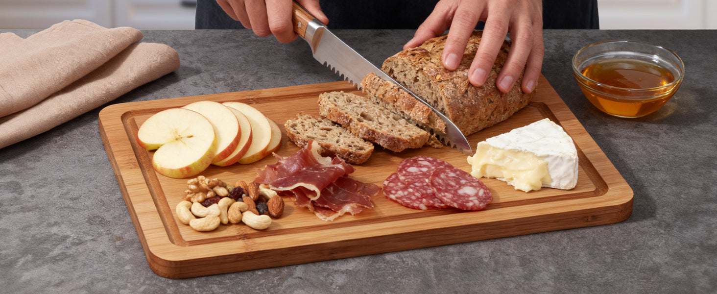 Natural Bamboo Cutting Board Set – 3-Piece Wooden Kitchen Boards