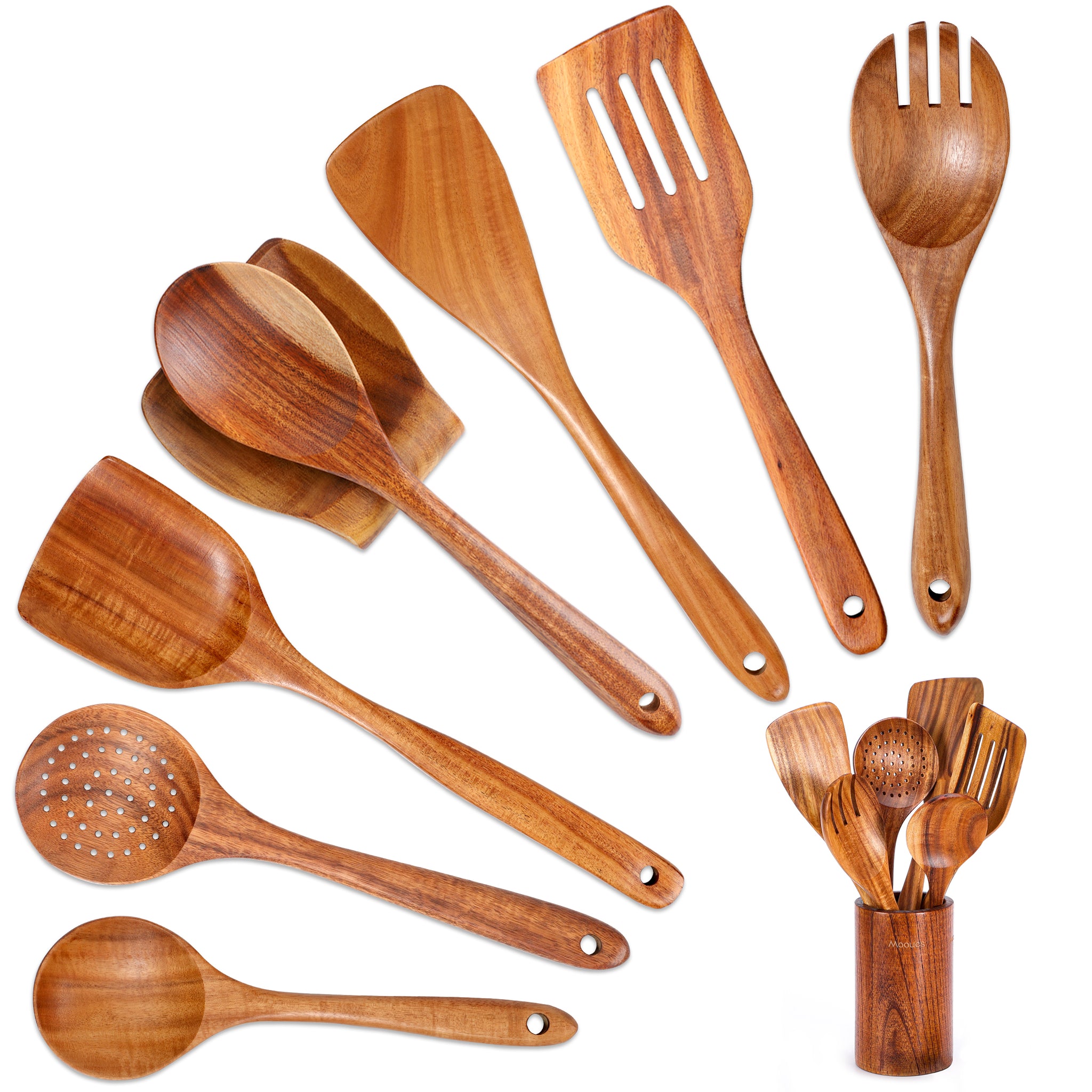 Durable teak spatula – non-toxic wooden kitchen tool by Mooues