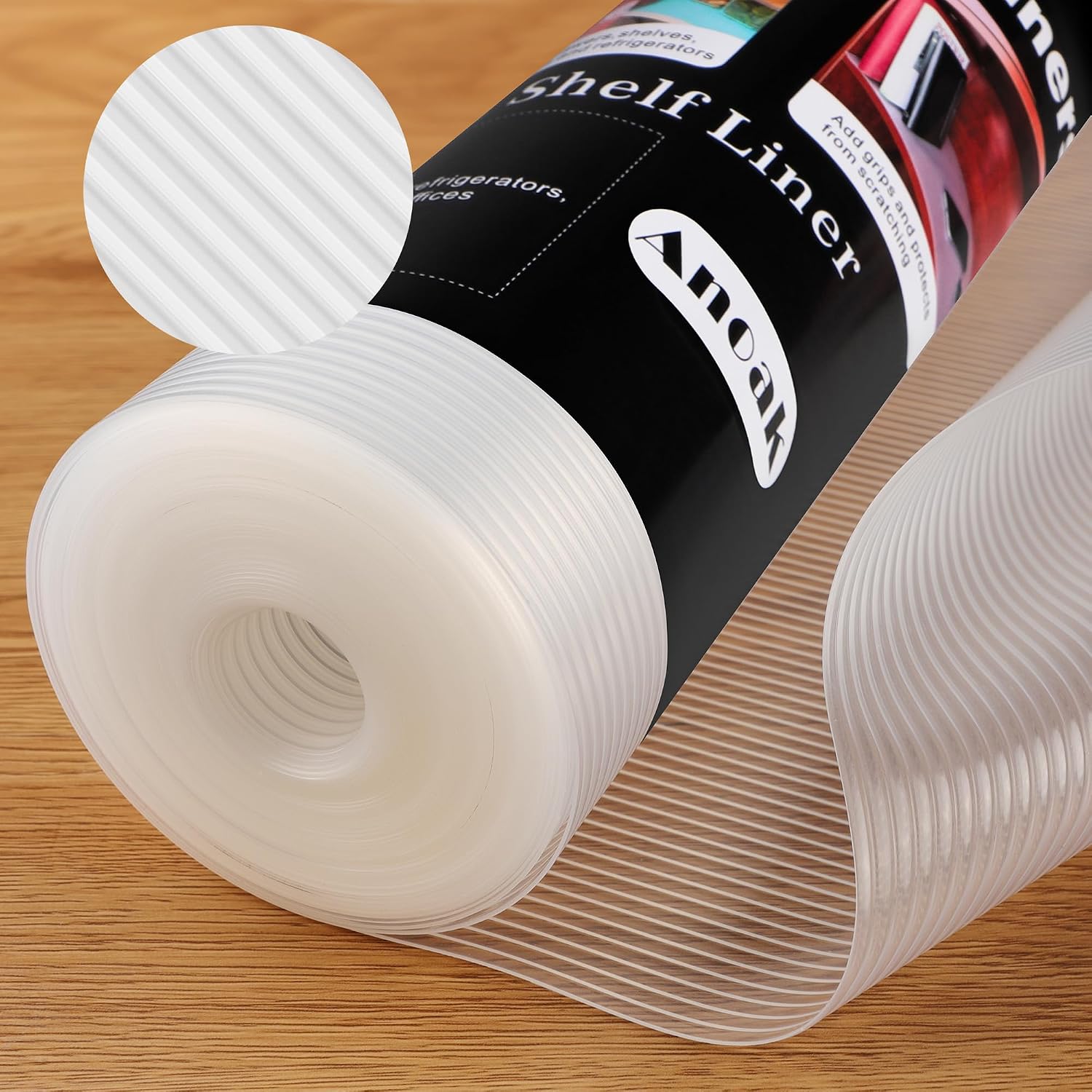 Anoak Clear Stripe Shelf Liner — 12 in × 20 ft · 1 roll